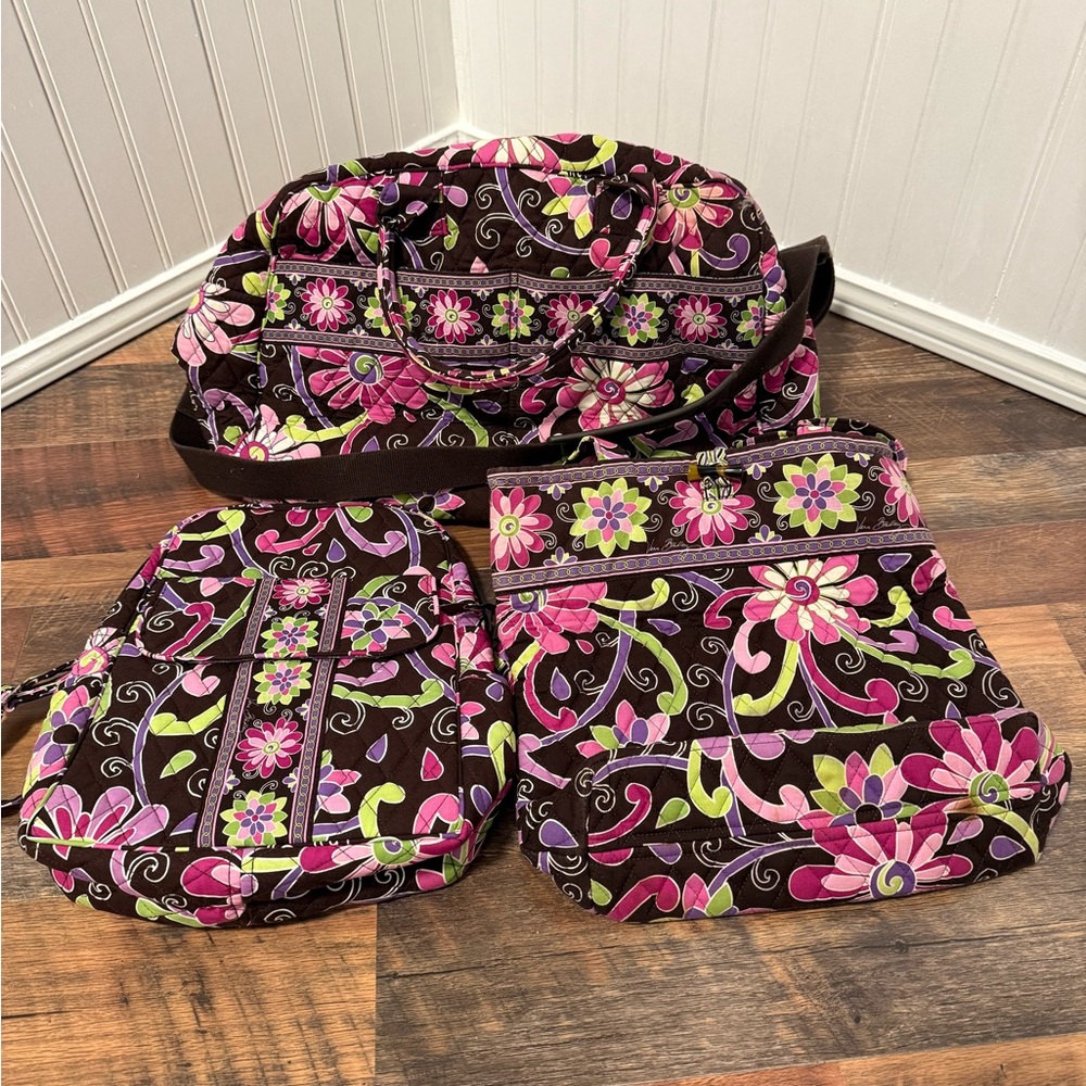 Vera Bradley Floral Tote Set - Purple Punch